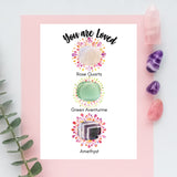 Card | Crystals | Amethyst, Rose Quartz & Green Aventurine