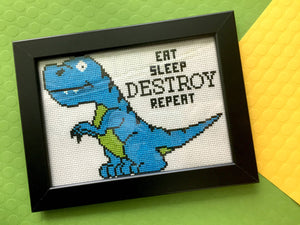 Cross Stitch Kit | Dino Destroy