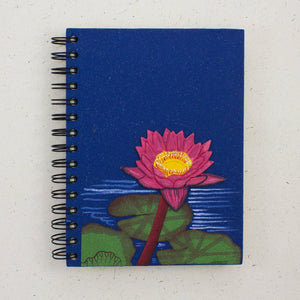 Notebook | Elephant Poo | Lotus Flower | Dark Blue | Large