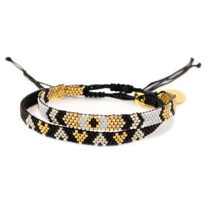 Bracelet | Chaquira Black & Gold | Set of 2