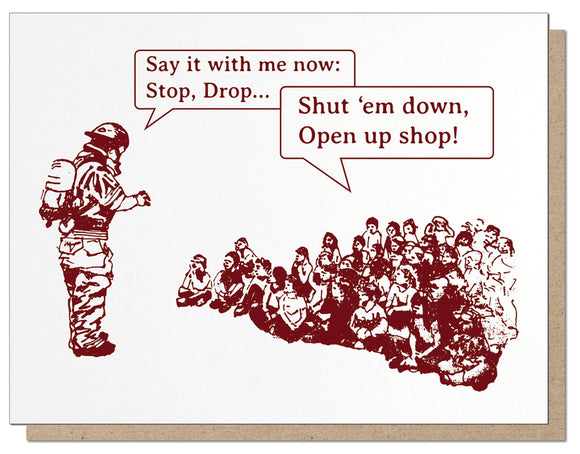 Card | Stop Drop Shut Em Down