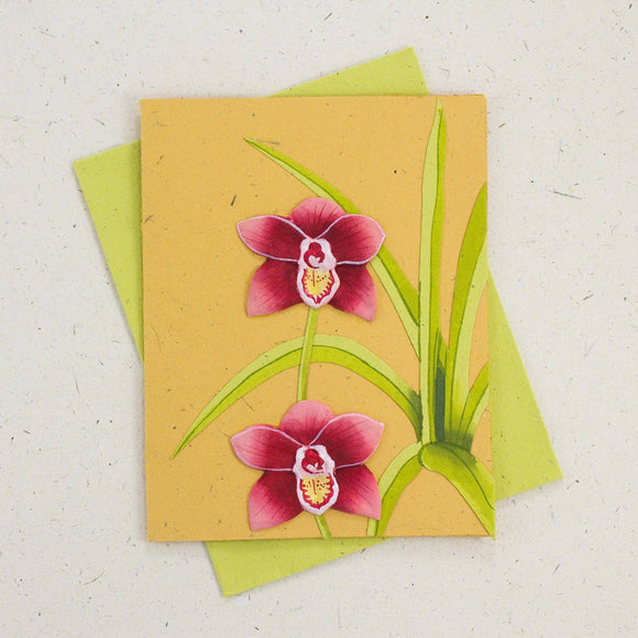 Card | Elephant Poo | Sweet Orchid Flower | Yellow