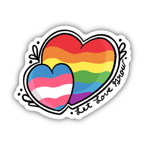 Sticker | Let Love Grow | Rainbow and Trans Heart
