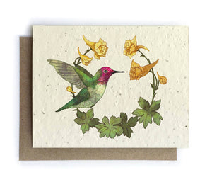 Card | Plantable Seed Paper | Hummingbird and Larkspur