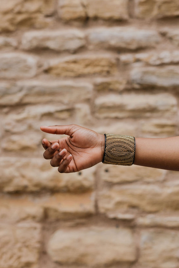 Bracelet | Maasai Beaded | Gold Cuff