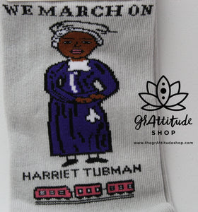 Socks | Harriet Tubman | Light Gray | Crew Medium