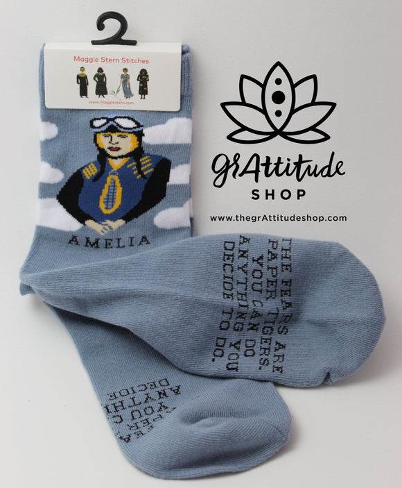Socks | Amelia Earhart | Light Blue | Ankle Medium