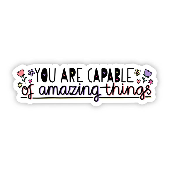 Sticker | Positivity | You Are Capable of Amazing Things | Floral Black