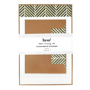 Stationery Set | Green Herringbone