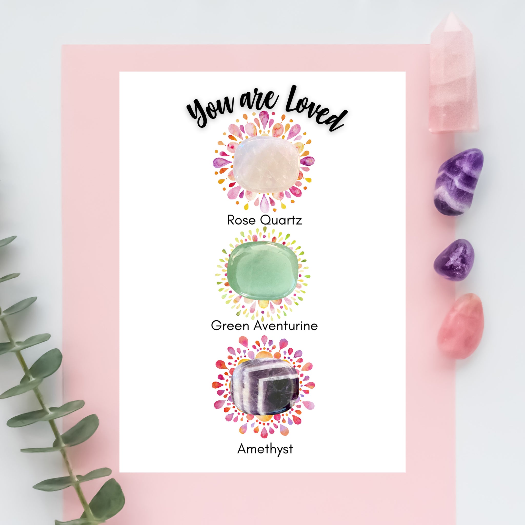 Rose quartz and green 2025 aventurine together