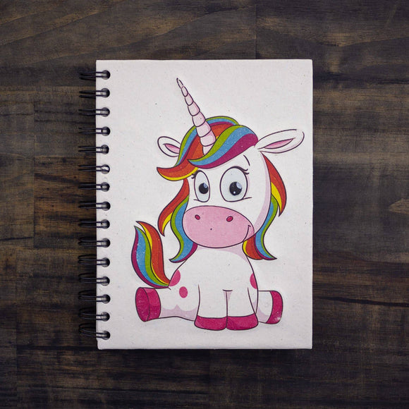 Notebook | Elephant Poo | Cartoon Unicorn | Large