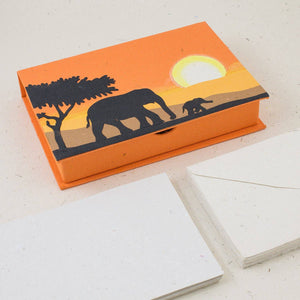 Boxed Stationery Set | Elephant Poo | Elephants | Orange