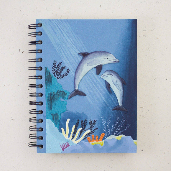 Notebook | Elephant Poo | Dolphins | Pale Blue | Large