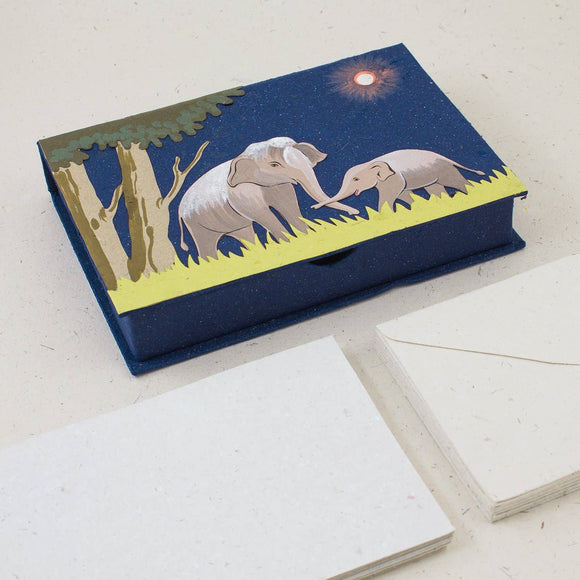 Boxed Stationery Set | Elephant Poo | Elephants | Dark Blue