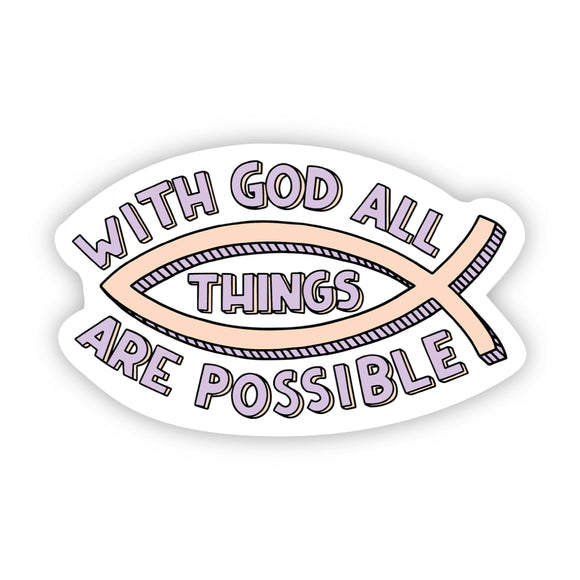Sticker | With God all Things are Possible ichthys
