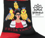 Socks | Frida Kahlo | Red & Black | Ankle Medium